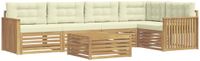 vidaXL - Buiten - bank - set - 6 - st - Wit - en - crèmekleurig - Polyester
