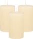 Bougie conique/bougie cylindrique - 3x - blanc ivoire - 5 x 8 cm - petit modèle rustique