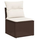 vidaXL 4-delige loungeset met kussens, polyrattan, bruin