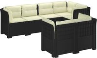 vidaXL - 7-Zits - Tuinbank - met - Kussens - Rattan - Look - PP - Antraciet