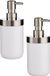 Berilo Zeeppompje/dispenser - 2x stuks - 17 cm - RVS/kunststof - wit/zilver - 350 ml