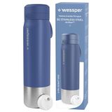 Wessper Waterfilterfles van roestvrij staal, 1 l, met ActitexDisc filter | Fles met actieve koolfilterpatroon, waterfilterindicator, vermindert chloor