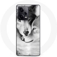 Xiaomi Redmi Note 12 Pro 5G Case De wolf en de zij-wolf Dier zwart-wit