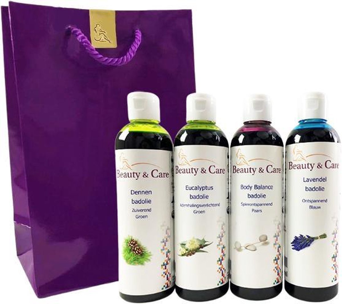 Beauty & Care Cadeaupakket badolie XL - Eucalyptus badolie - Body Balance badolie - Lavendel badolie - Dennen badolie