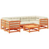 Maison Exclusive - Ensemble de jardin, 7 pièces, avec coussins, de couleur marron foncé, en bois de pin
