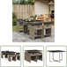 Chaises de jardin Ensemble à manger de jardin 5 pcs Coussins gris résine tressée