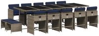 vidaXL 15-delige tuinset met kussens, grijs polyrotan