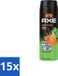 Axe 15 Bodyspray Jungle Fresh - 150 ml - Lot économique - 15 pièces