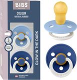 BIBS Colour Glow Fopspeen - 18-48 mnd - 2-pack - Rond - Sky Blue/Cornflower