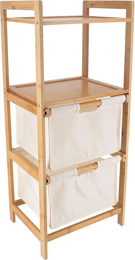 Badkamerrek Ella Beige - Bamboe - 30x30x90cm - Landelijk