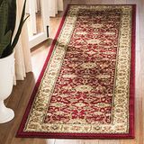 Safavieh Lyndhurst Collection LNH212F Traditionele oosterse loper zonder vacht voor woonkamer, entree, hal, slaapkamer, 7,6 x 1,8 m, rood/ivoor