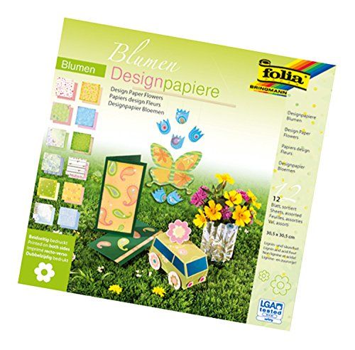 Folia Designpapier Blok Bloemen - 30.5 x 30.5 cm - 190 g/m² - 12 vellen