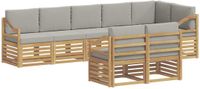 vidaXL Bank loungeset 8 zitplaatsen Wit en lichtgrijs Polyester