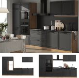 Vicco Complete keukeneenheid R-Line, Antraciet landelijk/Goudkleurig Eiken, 340 cm zonder werkblad
