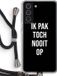 Case Company® - Samsung Galaxy S21 FE Hoesje met Koord - Ik pak nooit op - Zwart