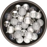 Billiet - Vanlaere Kerstballen - 48x stuks - Kunststof - Zilver - 6 cm - Onbreekbaar