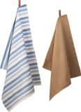 Ten Cate Theedoeken en Keukendoeken Set - Katoen - Blauw en Zand