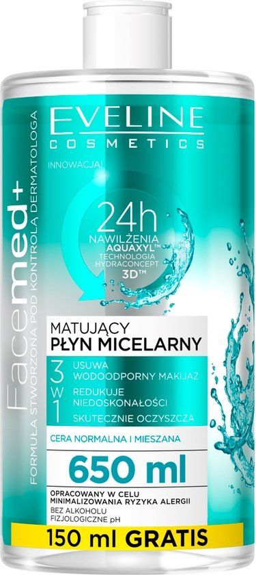 Eveline FaceMed+ Matifying Micellar Water 3-in-1 for Normal and Combination Skin 650ml