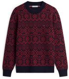 Tommy Hilfiger Pull en maille pour homme Coton S Bleu marine/Rouge feu