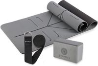 HMS Gray Serie Yogaset - TPE Mat, Joga Blok, Joga Riem - Grijs/Zwart