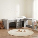 vidaXL Kinderhoogslaper met bureau, 2-stuks, Betongrijs, Bewerkt hout
