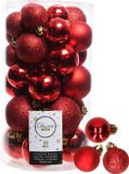Merkloos / Sans marque Decoris Kerstballen - 44 stuks - Rood - 3-4-5-6 cm - Kunststof