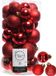 Merkloos / Sans marque Decoris Kerstballen - 44 stuks - Rood - 3-4-5-6 cm - Kunststof