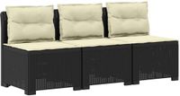vidaXL 3-zits tuinbank met kussens in rattanlook PP Antraciet