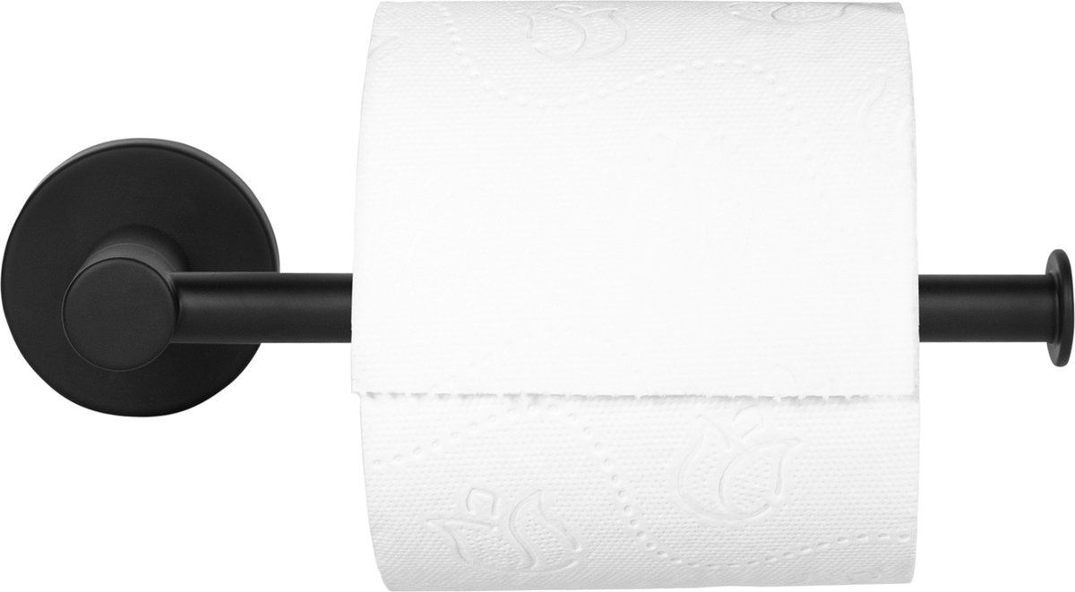 QUVIO Wc rolhouder - Toiletrolhouder zwart - Metaal - Modern