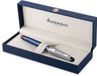 Waterman Expert Deluxe, vulpen, metaalkleurige en blauwe lak met palladium-gecoat detail, fijne penpunt met palladium