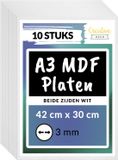 Creative Deco 10 x A3 MDF-platen Wit aan beide zijden | 420 x 300 x 3 mm