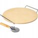 Browin 312009 Ronde pizzasteen, diameter 33 cm, keramische baksteen voor pizza, brood, ovensteen + metalen handvat, pizzasnijder