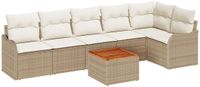 vidaXL Tuinbank Set 7-delig Beige/Crème Polyrattan