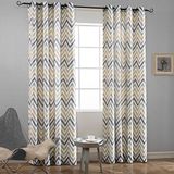 Melodieux Chevron doorvoertule top raamgordijnen voor woonkamer, 132 bij 96 inch, geel (1 paneel)