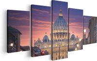 Artaza Canvas Schilderij Vijfluik Sint Pietersbasiliek in Rome - 100x50 cm