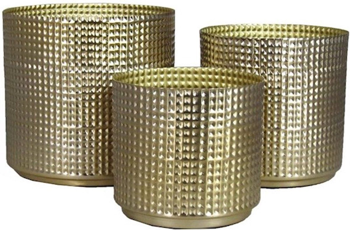 Floran Plantenpot Kavala - Set van 3 - Goudkleurig - Metaal