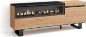 Skraut Home meuble TV, bas, 150x57x35cm, Convient aux téléviseurs jusqu'à 65 pouces, Poêle électrique, design industriel, style moderne