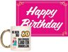 Bellatio Decorations Verjaardag cadeau koffiemok thema 80 jaar - voor een vrouw - duidelijk - met knalroze Happy Birthday wenskaart - A5 formaat