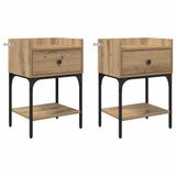 vidaXL Nachtkastje - Set van 2 - Artisan Eiken - 40 x 29 x 60 cm