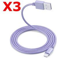 Little Boutik X3 Metaal Nylon Versterkte USB-kabel Zilver Kleur voor iPhone 1,5 m Gevlochten Compatibel iPhone 5s/6/6S/7/8/X