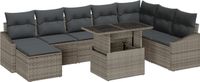 vidaXL - Tuinbank - Set - 9 - st - Grijs - poly - rattan, - Gepoedercoat - staal