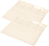 Svenska Living Vakjesbord - 8x stuks - 5-vaks - wit - bord met vakjes - fonduebord - gourmetbord - 24 cm