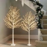 Merkloos LED Lichtboom Set van 2 - 150 en 180 cm - Warm Witte LED Verlichting - Verlichte Kerstboom met Lichttakken - 3 Dimstanden - Timer 6/18 Uur - Buigbaar
