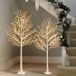 Merkloos LED Lichtboom Set van 2 - 150 en 180 cm - Warm Witte LED Verlichting - Verlichte Kerstboom met Lichttakken - 3 Dimstanden - Timer 6/18 Uur - Buigbaar