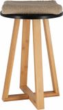 Tendance Bijzet krukje model Oslo - zwart - bamboe hout - D30 x H43 cm