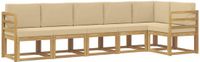 vidaXL - Buiten - bank - set - 6 - st - Wit - en - Beige - Polyester