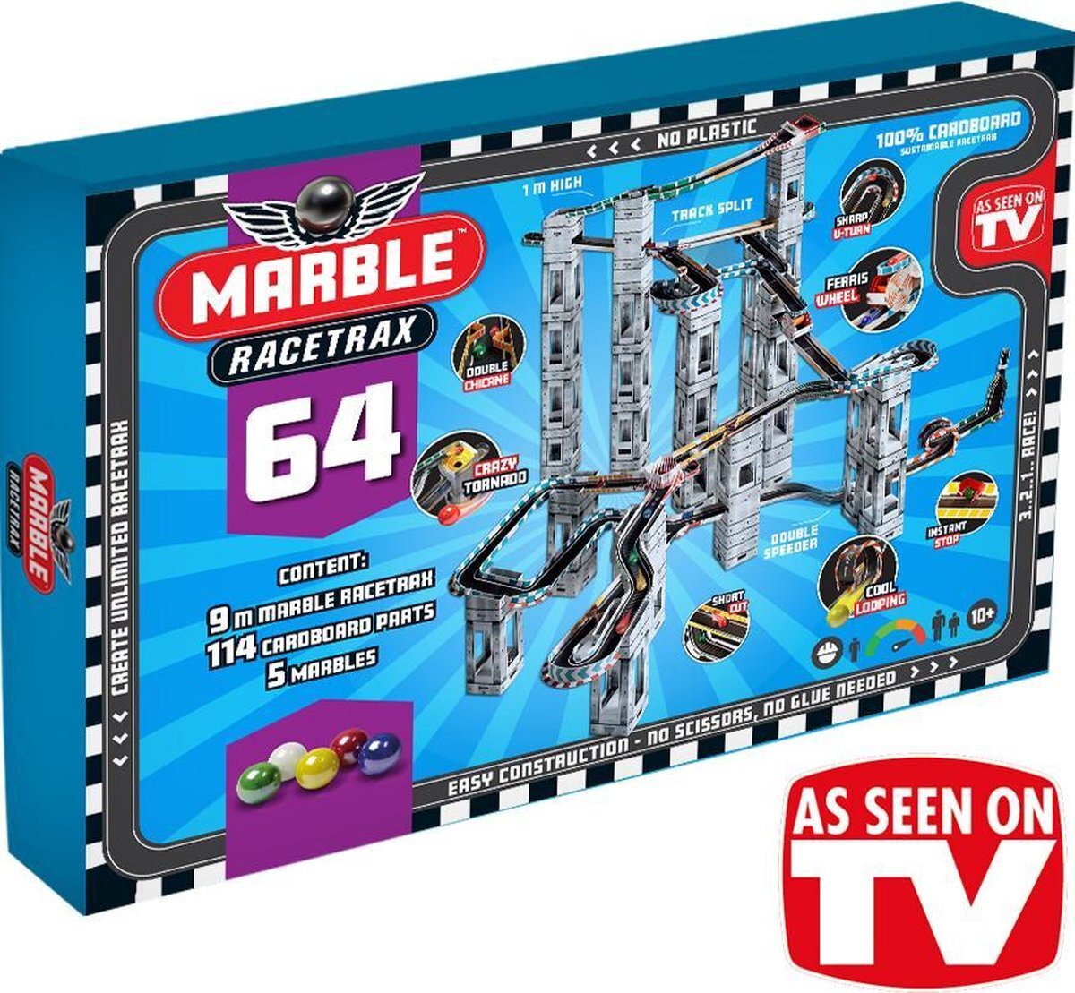 Marble Racetrax knikkerbaan Grand Prix set - 64 sheets - 9 meter