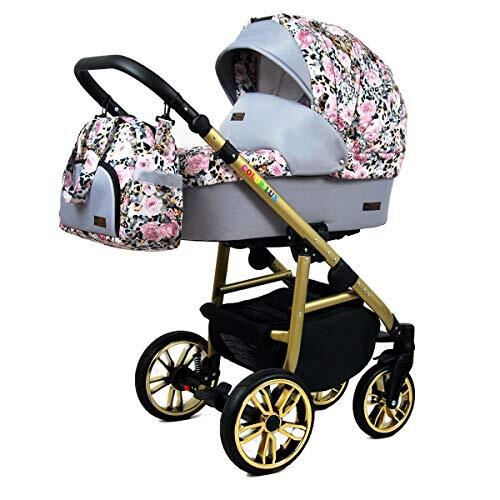 Lux4Kids Kinderwagen 3 in 1 complete set met autostoeltje Isofix babybad babydrager Buggy Colorlux Gold van ChillyKids Albion 3in1 (inclusief autostoeltje)