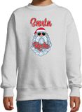 Bellatio Decorations Kersttrui/Sweater Kinderen Kerstman Santa Rocks Grijs 170/176