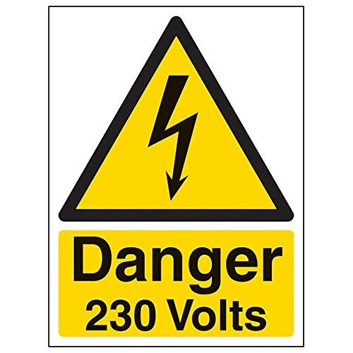 V Safety VSafety "Danger 230 Volts" teken, portret, pak van 3), 150mm x 200mm, 3